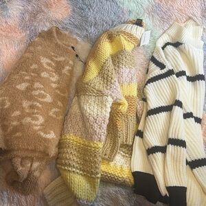 Leopard striped knit sweaters Express Forever 21 bundle of 3